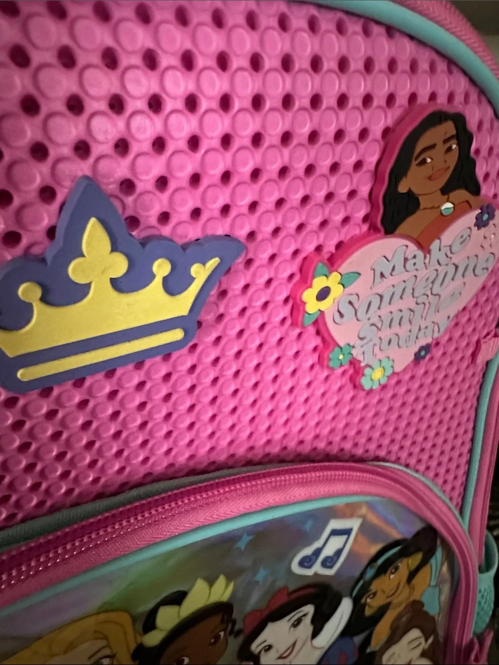 Disney Princess Backpack - Pink & Aqua with Character Badges